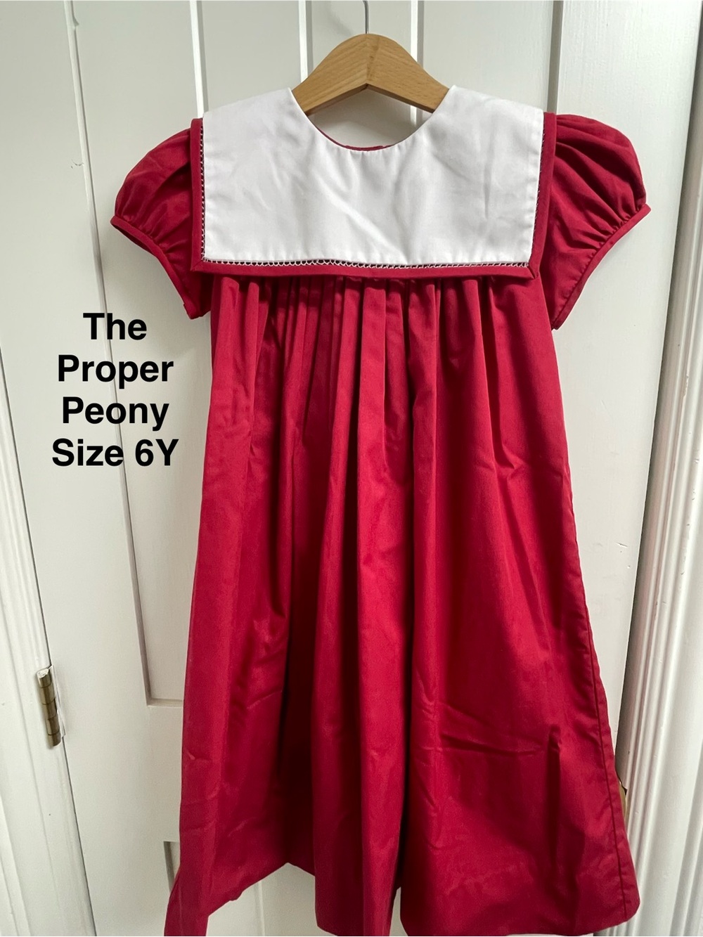 The Proper Peony Girls' Red Dress with White Sailor Collar